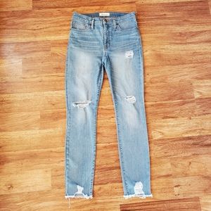 Madewell Size 27 9" High Rise Skinny Distressed Jeans
